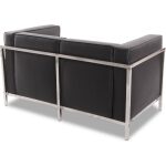 Sofa lobby 2 plazas acero inoxidable similpiel negra 2 jpg