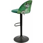 Taburete flower regulable metal negro tapizado velvet verde con trasera floral a juego 2 jpg