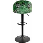 Taburete flower regulable metal negro tapizado velvet verde con trasera floral a juego 4 jpg