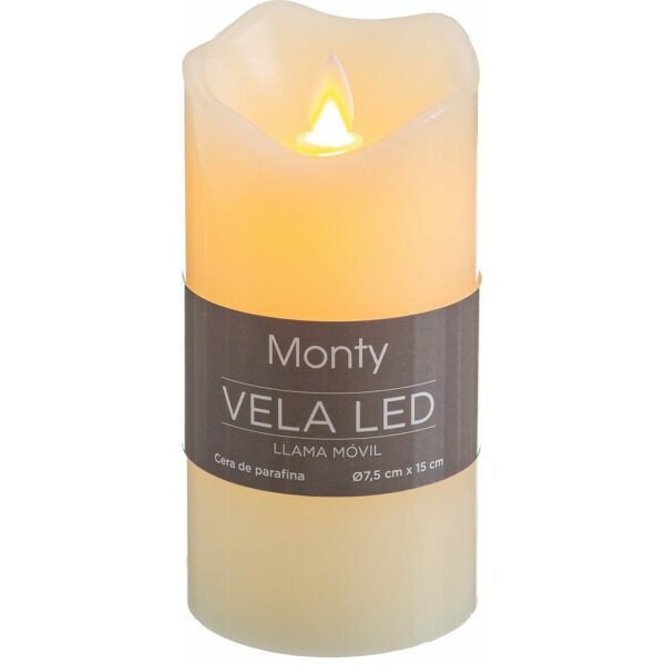 Vela Cera Led Movimiento Crema 7,50 X 15 Cm