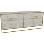 Aparador siena biiaminado marmol blanco con metal dorado 180 cms 2 jpg