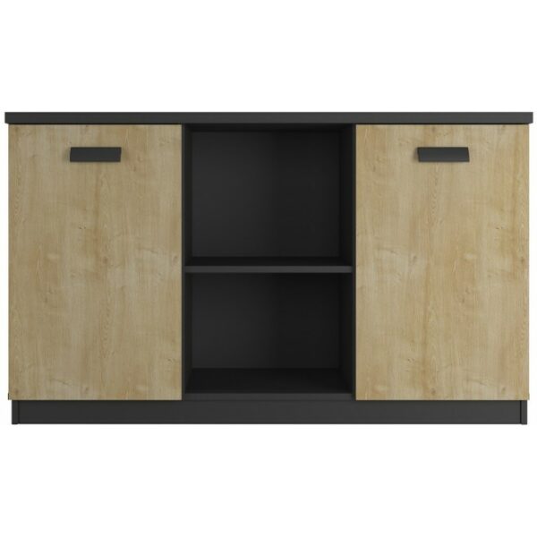 Armario work wk18 credenza puertas mdp color natural y negro 1 jpg