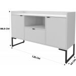 Buffet tokyo metal negro 2 puertas y cajon mdp color blanco 135 cms 3 jpg