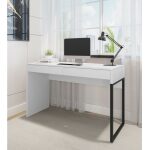 Mesa de estudio desk metal negro mdp blanco 2 cajones 120 x 45 cms 2 jpg