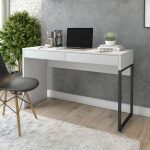 Mesa de estudio desk metal negro mdp blanco 2 cajones 120 x 45 cms 3 jpg