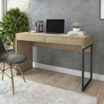 Mesa de estudio desk metal negro mdp miel 2 cajones 120 x 45 cms 2 jpg