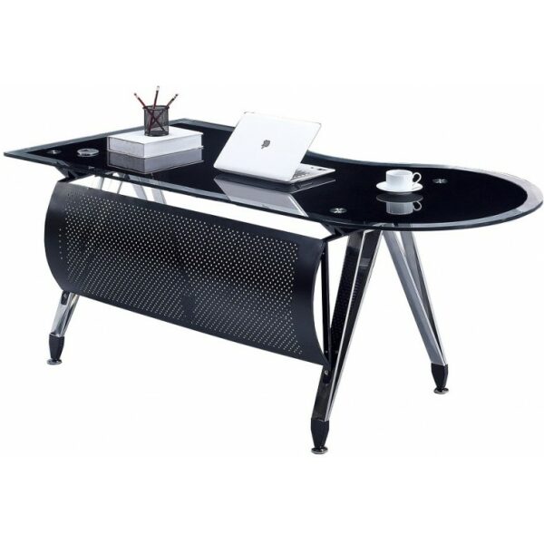 Mesa de oficina magna forma a izquierda vidrio templado negro 180 x 85 cms jpg