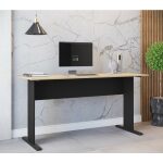 Mesa de oficina work metal bilaminado natural y negro 150 x 60 cms 2 jpg