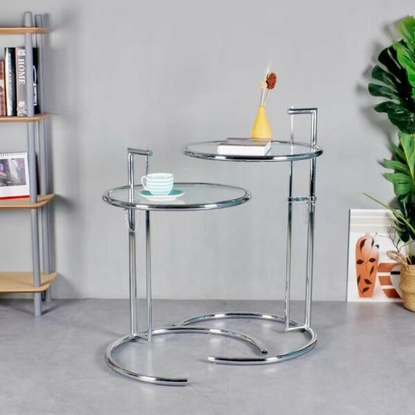 Mesa eg new regulable acero inoxidable y cristal 50 cms de diametro 1 jpg