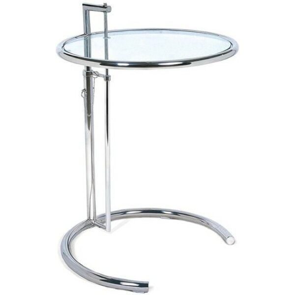 Mesa eg new regulable acero inoxidable y cristal 50 cms de diametro jpg