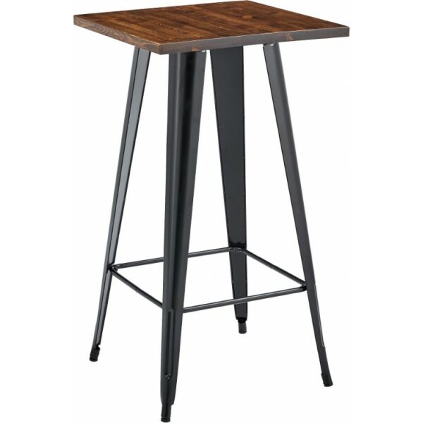 Mesa tol ek wood alta acero madera negra 60x60 cms jpg