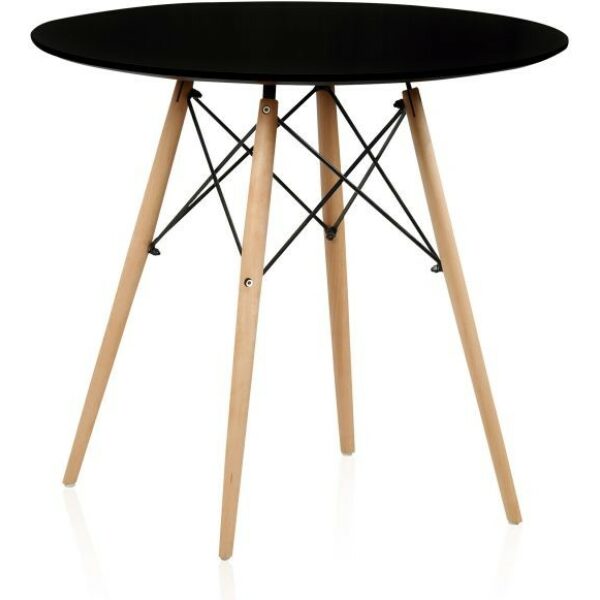 Mesa tower base madera tapa negra 80 cms de diametro jpg