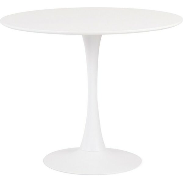 Mesa tul to base de metal tapa lacada blanca 90 cms de diametro jpg