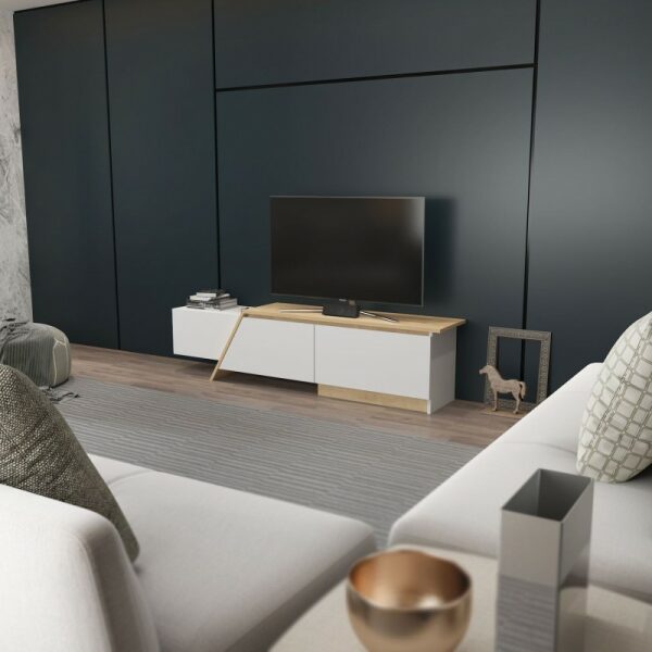 Mueble de tv prudence biiaminado blanco con roble 180 cms 1 jpg