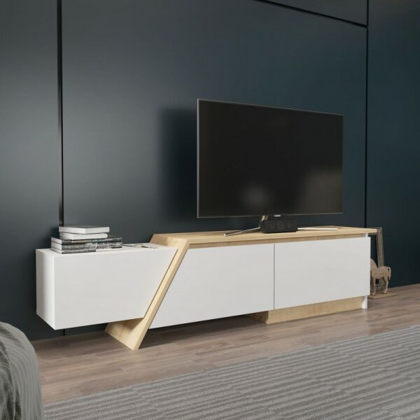 Mueble de tv prudence biiaminado blanco con roble 180 cms jpg