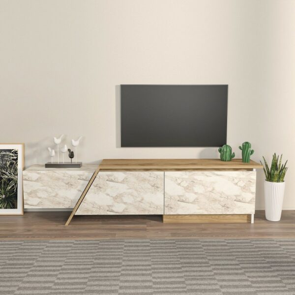 Mueble de tv prudence biiaminado marmol blanco con roble 180 cms 1 jpg