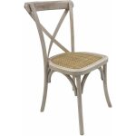 Silla cross apilable madera de haya blanco vintage asiento de ratan jpg