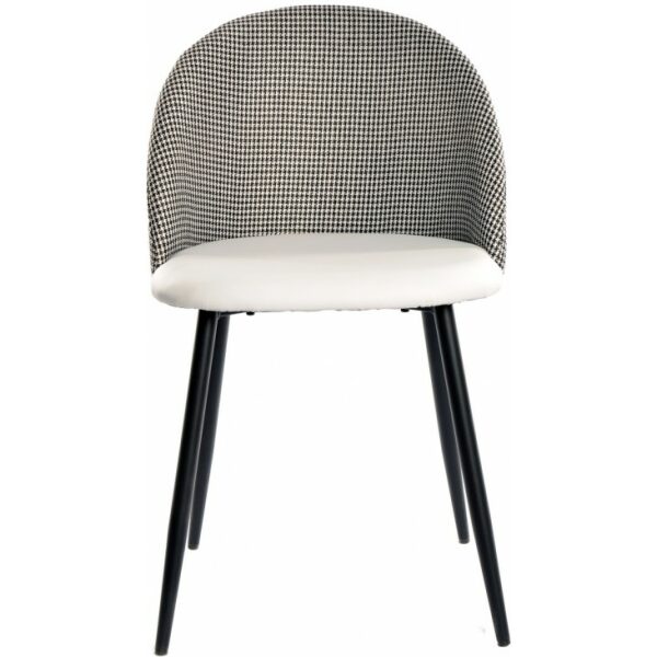 Silla etna metal negro tapizado pata de gallo y similpiel blanca 1 jpg