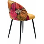 Silla floral metal tapizado velvet amarillo con trasera floral a juego 2 jpg