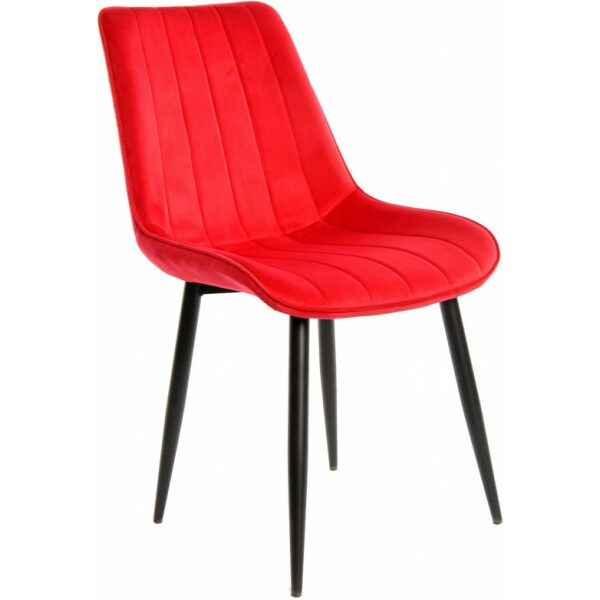 Silla yucca metal negro tapizado velvet rojo jpg