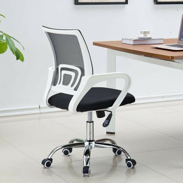 Sillon de oficina fiss new blanco gas basculante malla y tejido negro 1 jpg