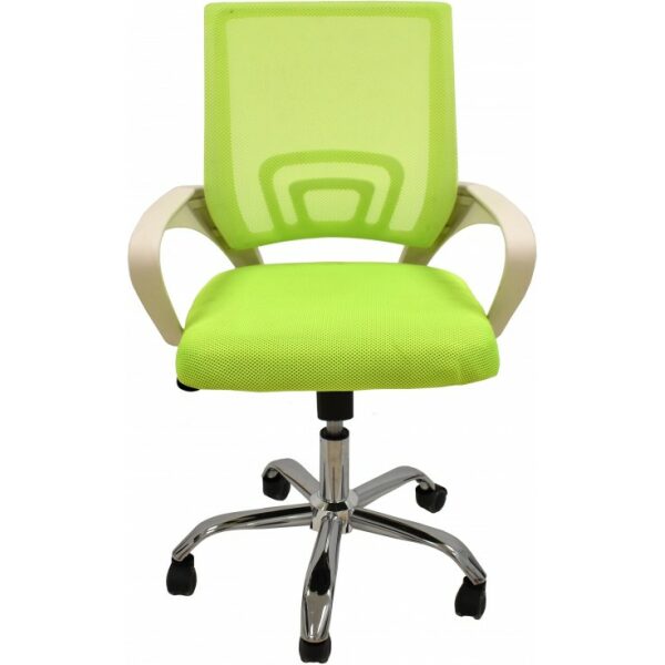 Sillon de oficina fiss new blanco gas basculante malla y tejido verde 1 jpg