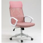 Sillon de oficina verton blanco malla y asiento rosa jpg