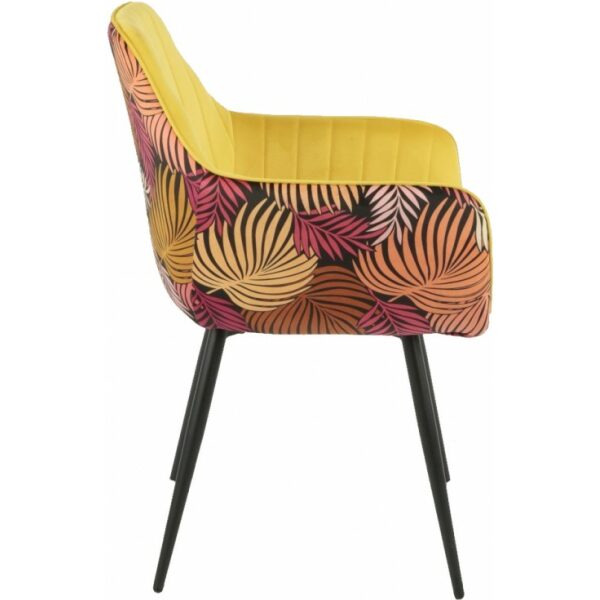 Sillon deva metal tapizado velvet amarillo con trasera floral a juego 1 jpg