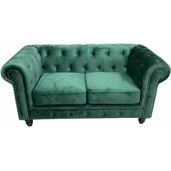 Sofa chester premium 2 plazas tapizado velvet esmeralda jpg