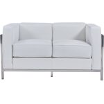 Sofa lobby 2 plazas acero inoxidable similpiel blanca 1 jpg