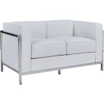 Sofa lobby 2 plazas acero inoxidable similpiel blanca jpg