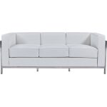 Sofa lobby 3 plazas acero inoxidable similpiel blanca 1 jpg