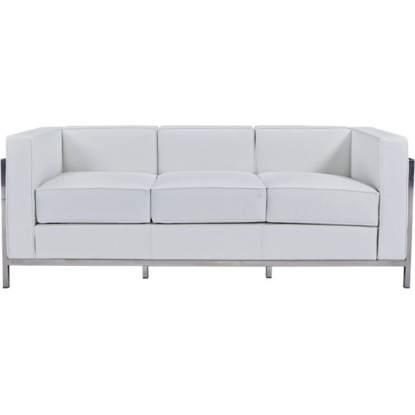 Sofa lobby 3 plazas acero inoxidable similpiel blanca 1 jpg