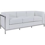 Sofa lobby 3 plazas acero inoxidable similpiel blanca jpg