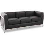 Sofa lobby 3 plazas acero inoxidable similpiel negra jpg