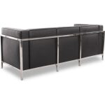 Sofa lobby 3 plazas acero inoxidable similpiel negra 3 jpg