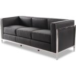 Sofa lobby 3 plazas acero inoxidable similpiel negra 4 jpg