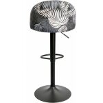 Taburete flower regulable metal negro tapizado velvet gris con trasera floral a juego 3 jpg