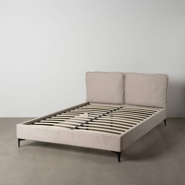 Cama Beige Tejido Dormitorio 163 X 215 X 93 Cm