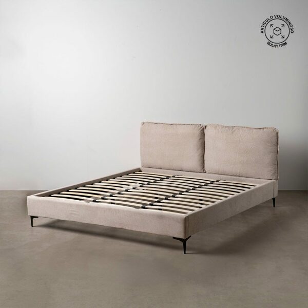 Cama Beige Tejido Dormitorio 192 X 214 X 95 Cm