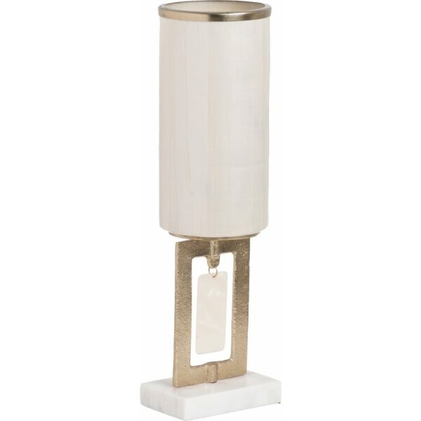 Jarrón Blanco Metal-Cristal Decoración 12,50 X 12,50 X 47 Cm