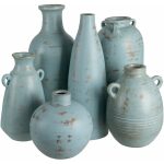 Jarrón Turquesa Terracota Decoración 23 X 25 X 64 Cm