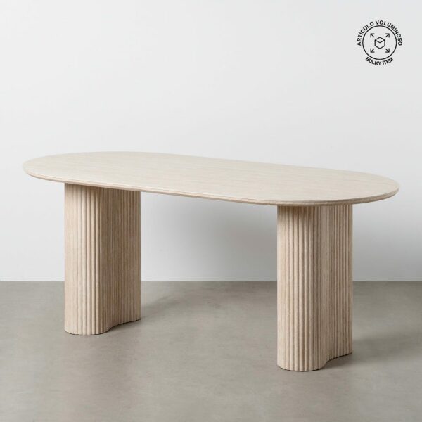 Mesa Comedor Beige Piedra Mdf Decoración 180 X 90 X 76 Cm