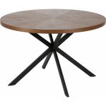 Mesa Comedor Marrón-Negro Dm-Metal Salón 120 X 120 X 76 Cm