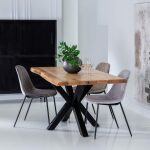 Mesa Comedor Natural-Negro 160 X 90 X 76 Cm