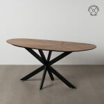 Mesa Comedor Natural-Negro Dm-Metal 178 X 80 X 77 Cm