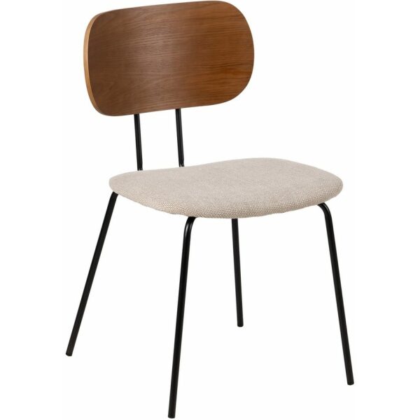 Silla Marrón-Crema Tejido-Metal Salón 48 X 55 X 82,50 Cm