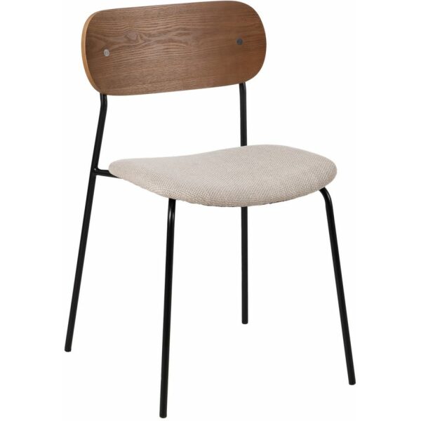Silla Marrón-Crema Tejido-Metal Salón 49 X 53 X 80 Cm