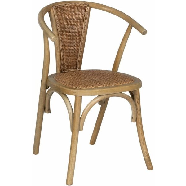 Silla Marrón Madera-Ratán 55 X 50 X 81 Cm