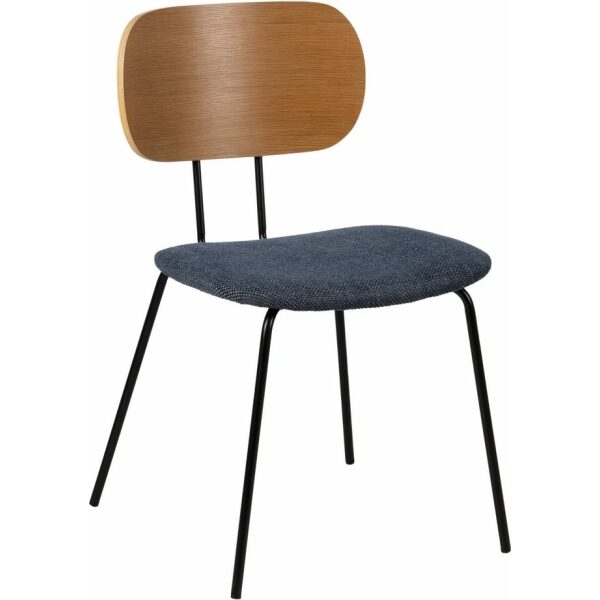 Silla Natural-Azul Tejido-Metal Salón 48 X 55 X 82,50 Cm